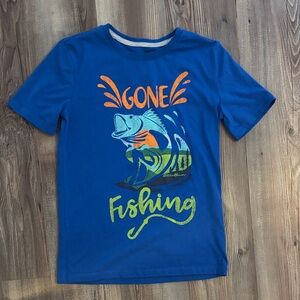 Eddie Bauer Blue Graphic T-Shirt with Fishing Design